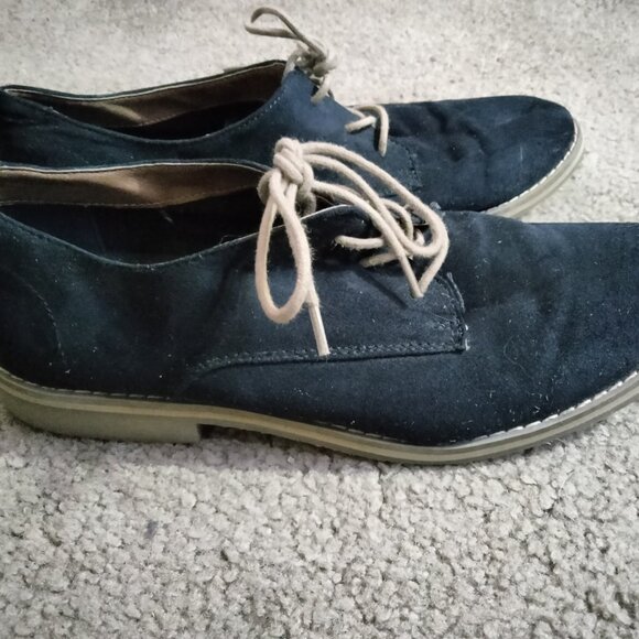 H&M Navy Blue & Tan Suede Derby Shoes (M Size 7.5) - Picture 1 of 2